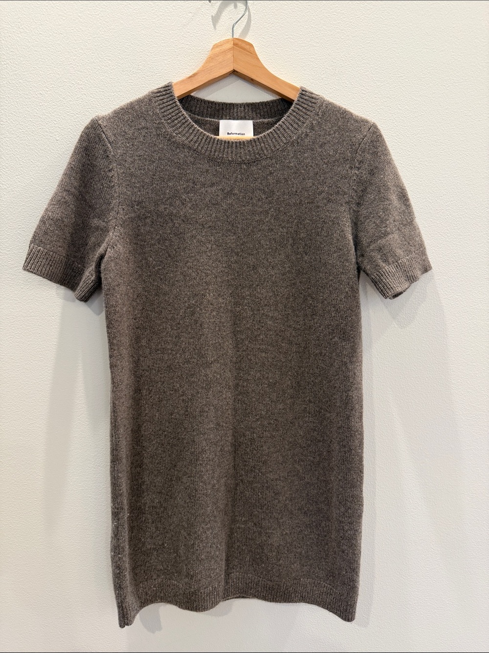 Reformation Bell Cashmere Mini Dress Heather Taupe Brown Size Sm - Picture 3 of 8
